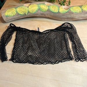 Fishnet off the shoulder crop top